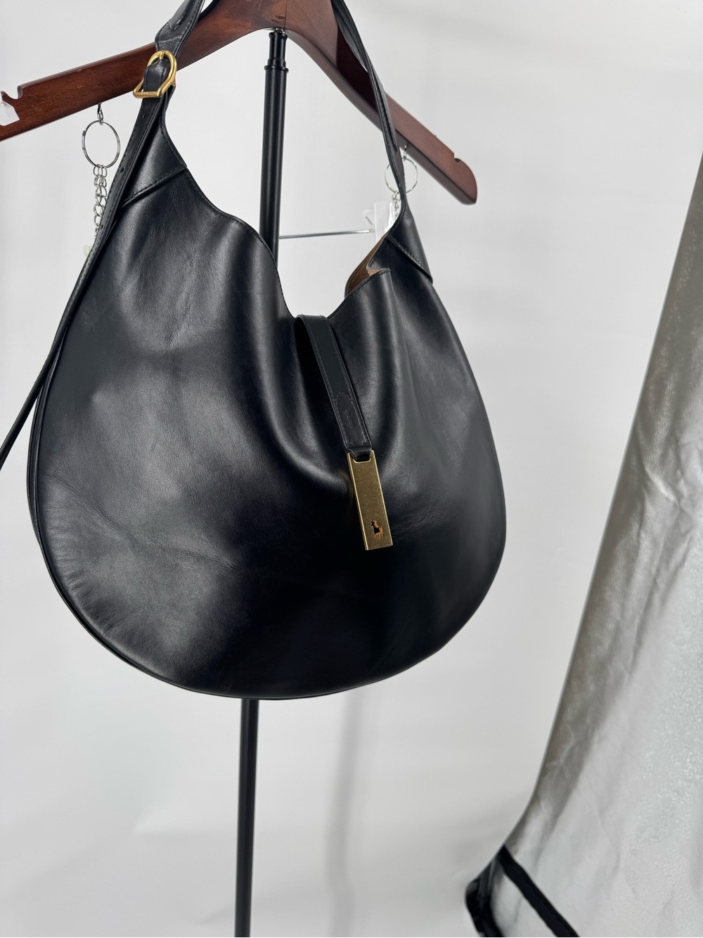 Women’s Polo ID Calfskin Large Shoulder Hobo Bag with Gold Accent - Picture 3 of 9